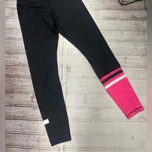 ZYIA  Black Leggings with Pink Block and Stripe Detail